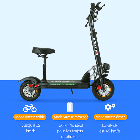 iTroot L10 Pro – Trottinette électrique tout-terrain avec siège confort, 30 km d’autonomie, 45km/h