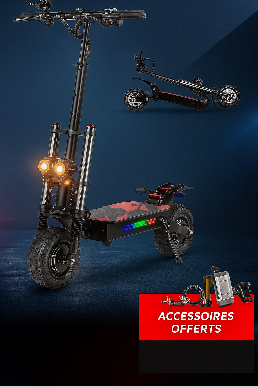 iTroot Xtreme S3 – Trottinette électrique tout-terrain 6000W, 120 km d’autonomie, 85km/h scelle démontable (accessoires offerts)