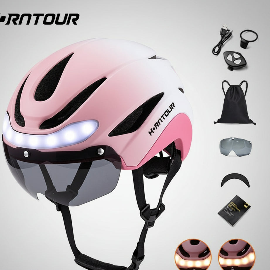 Casque Pro Feux LED et clignotants (4 coloris disponibles)