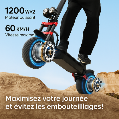 iTroot iX8 – Trottinette électrique tout-terrain 2400W, 70 km d’autonomie, 60km/h (sac à dos offert)