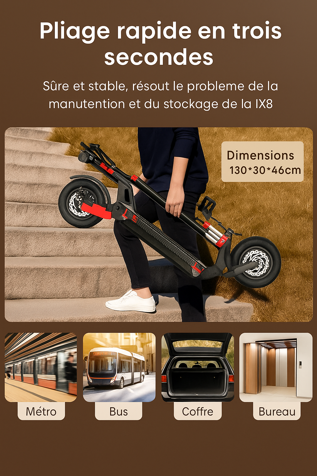 iTroot iX8 – Trottinette électrique tout-terrain 2400W, 70 km d’autonomie, 60km/h (sac à dos offert)