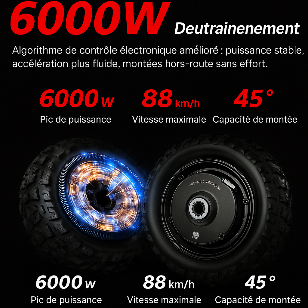 iTroot Xtreme S3 – Trottinette électrique tout-terrain 6000W, 120 km d’autonomie, 85km/h scelle démontable (accessoires offerts)