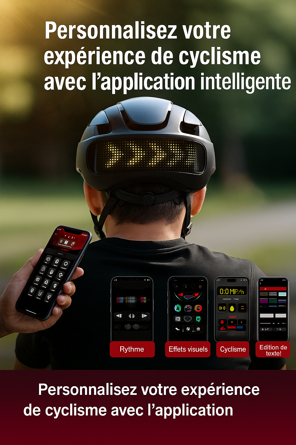 Casque Pro connecté avec affichage écran LED (5 coloris disponibles)