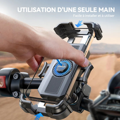Support téléphone moto/vélo anti-vibration Joyroom – 360°, fixation sécurisée et installation rapide