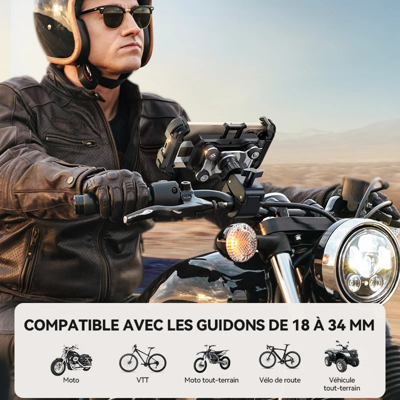 Support téléphone moto/vélo anti-vibration Joyroom – 360°, fixation sécurisée et installation rapide