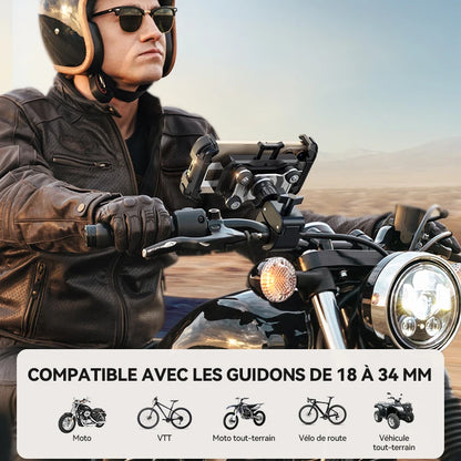 Support téléphone moto/vélo anti-vibration Joyroom – 360°, fixation sécurisée et installation rapide
